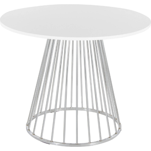 Canary Cosmo Dining Table in Silver Metal & White MDF